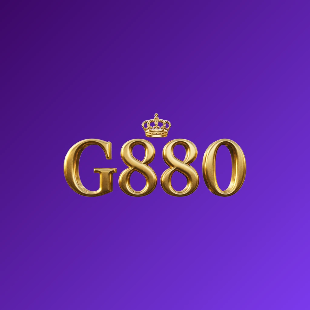 G880 royal logo design featuring a gold metallic crown above the letters, conveying a luxury brand feeling with a wide horizontal rectangular wordmark on a transparent background